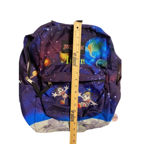 Jansport Disney Backpack Mickey Cosmic Theme Canvas Shoulder Straps 15x13x5 Nice - Picture 9 of 12